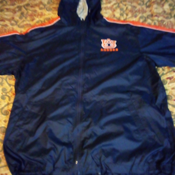 Auburn University AU NCAA Russell Athletic Lined Nylon Hooded Jacket Men XL Blue - Picture 3 of 10